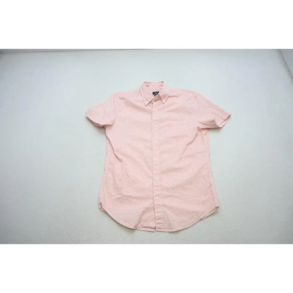 J Crew Flex Wash‎ Dress Shirt Floral Pink Button Up Long Sleeve Mens Sz Small